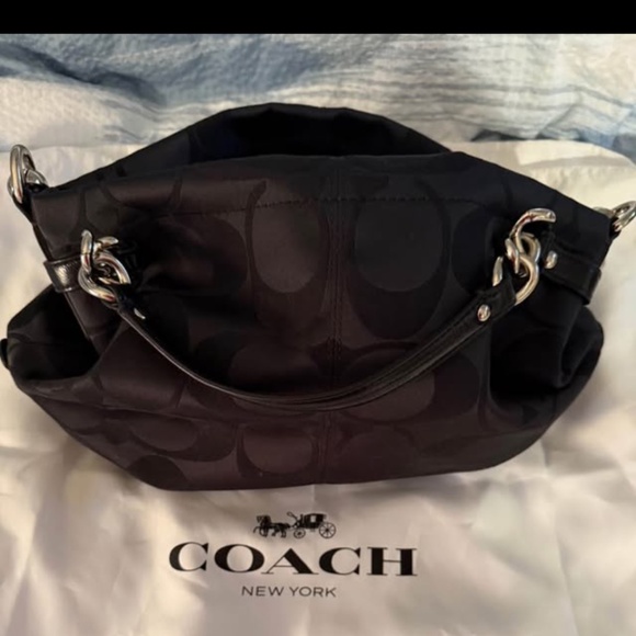 Coach Black Monogram silk Bag